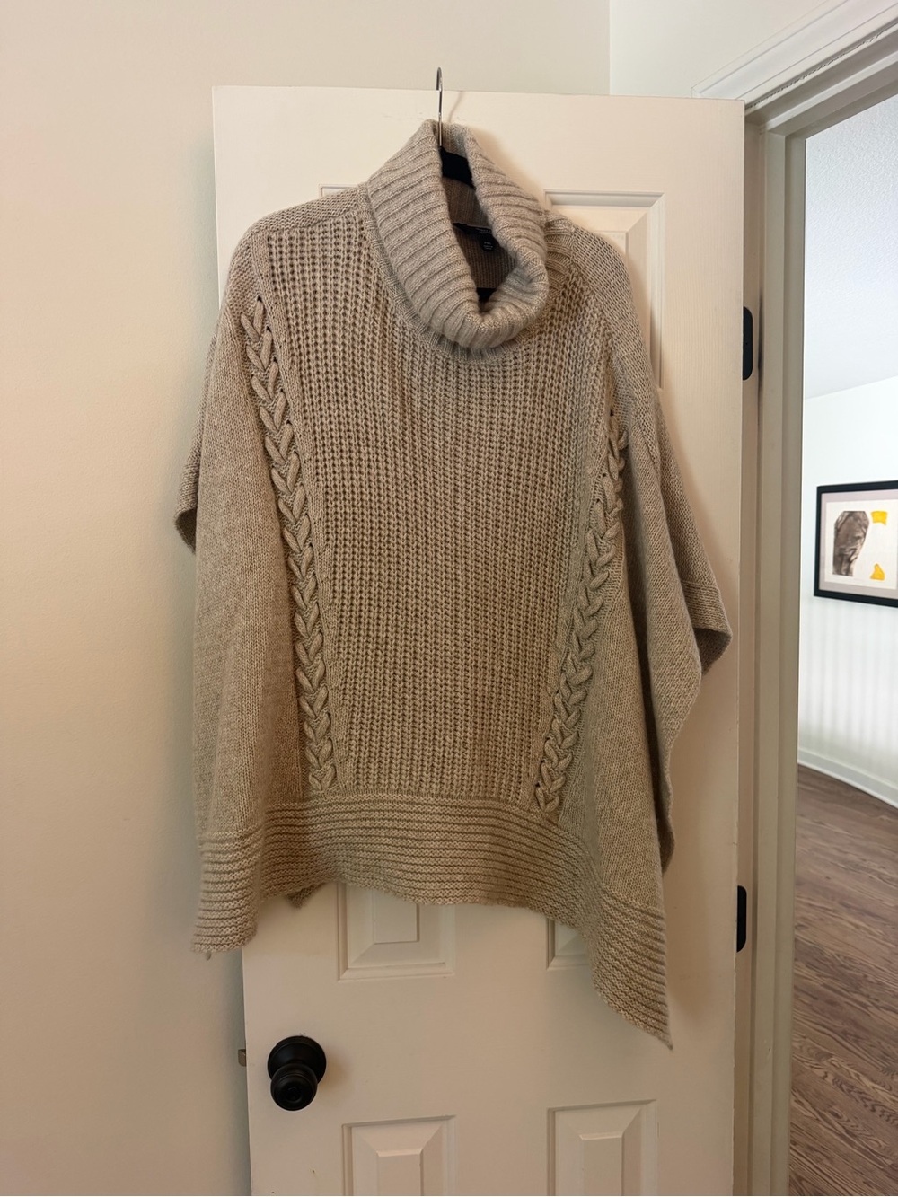 Simply Vera Vera Wang Taupe Cable-Knit Cowl Sweater Poncho